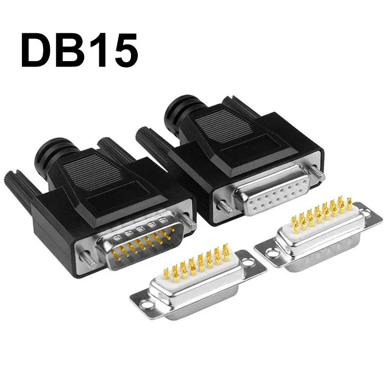 DB15 Male Female Connector Adapter 15pin DIY 2-Row Soldering RS232 Serial Port Header Plug Industrial 15 Pin Cable Connectors