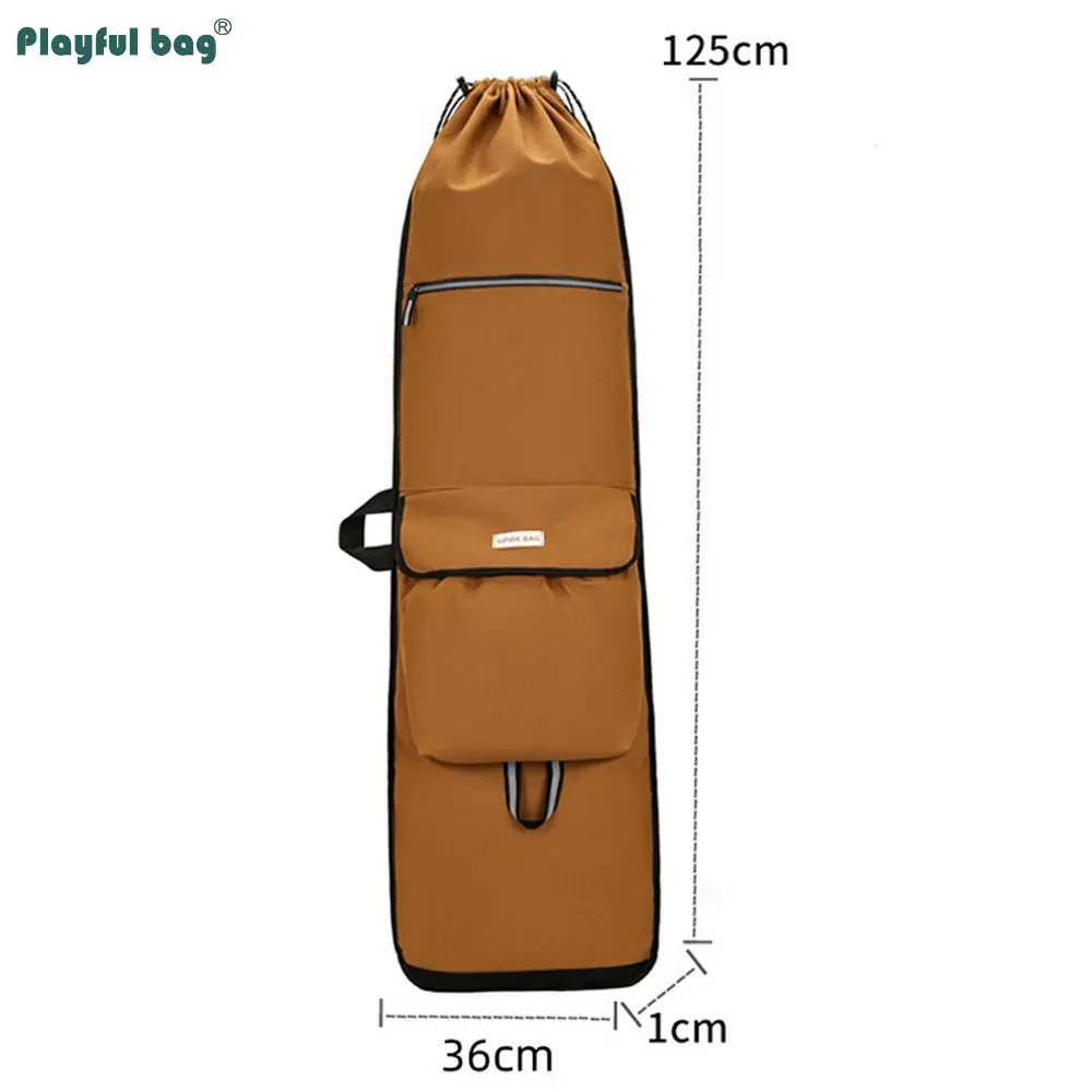 125CM Canvas Skateboard Backpack Large Capacity Multi-functional Fishing Tackle Bag Long Diving Fins Protective Bags AVA311