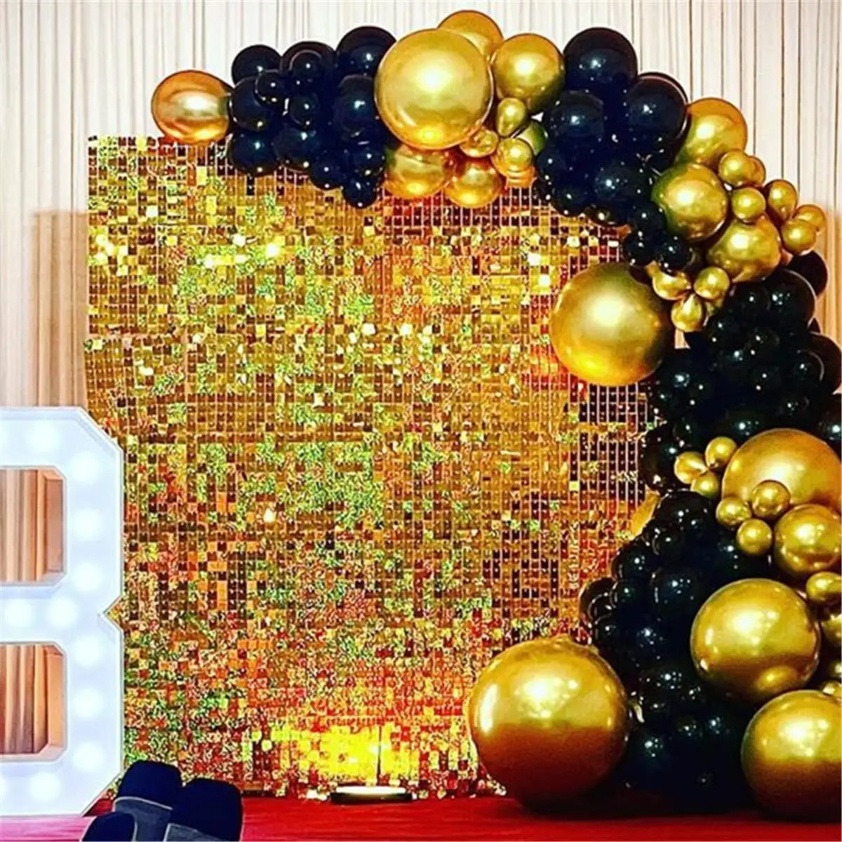 24 件/套 Shimmer Wall Backdrop Panels, 12 英寸/30.48cm Pc Sequin Backdrop Shimmer Wall Panels for Birthday Party Wedding
