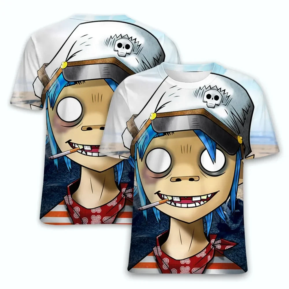 New Hot Virtual Rock Band Gorillaz Print T-shirt 3D Summer Men\'s Street Hip-hop Tee shirt Fashion Youth Popular Short Sleeve Top