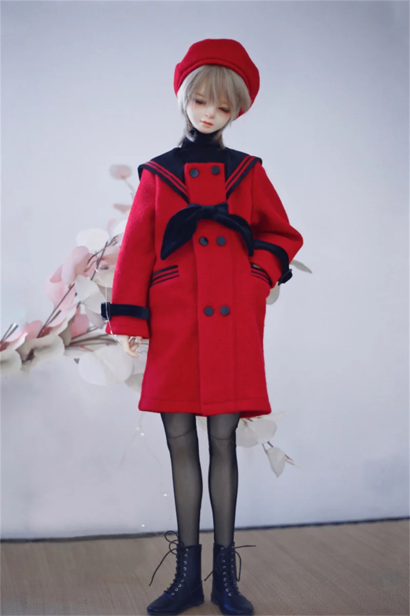 【30days made】1/3 1/4 Scale BJD Dolls Loose Navy Collar Long Style Cashmere Coat for ID75 POPO68 Uncle SD10 Action Figure Toys