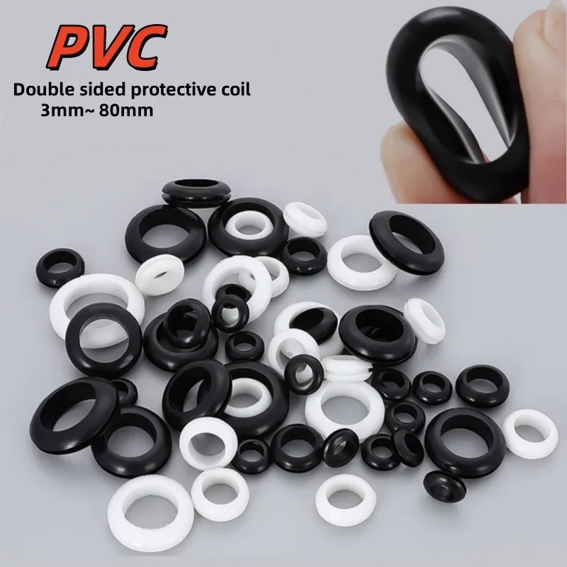 Id 3mm-80mm Seal Ring Rubber O-ring Pvc Rubber Double Sided Protective Coil Black/white For Protects Wire Cable Hardware Tools