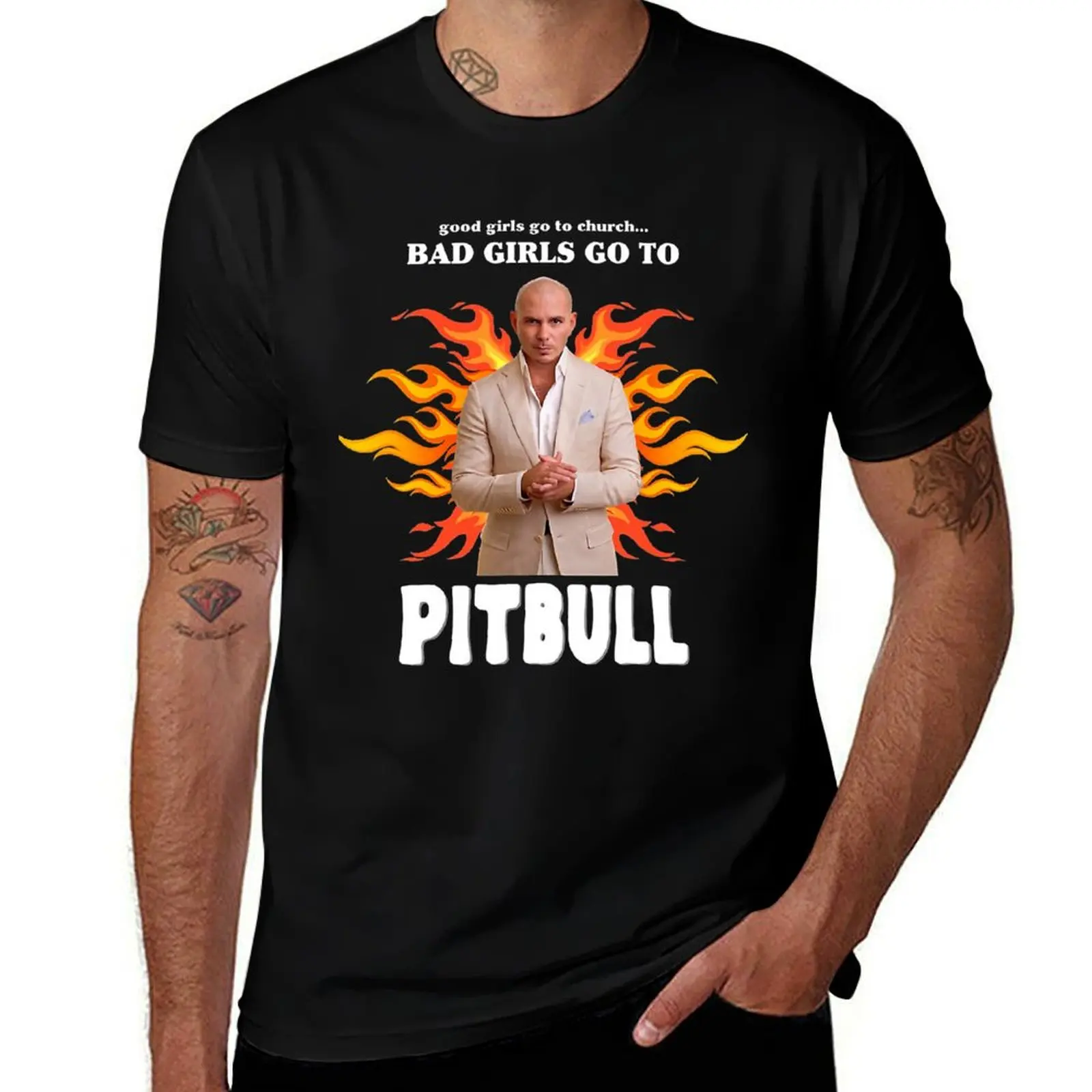 

Good Girls Go To Church Bad Girls Go To Pitbull T-Shirt heavyweights cotton graphic tees Man t-shirt mens fashion
