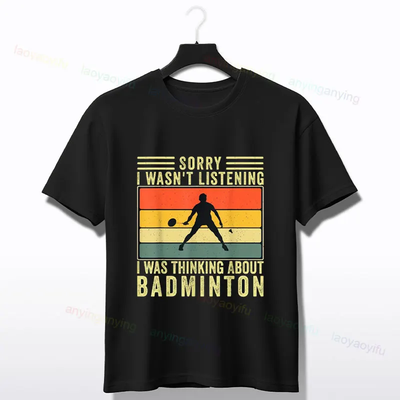 Funny Badminton Player Racket Shuttlecock Athlet Eat Sleep Repeat Graphic T-Shirt Fashion Casual Short-sleev Pure Cotton Tshirt