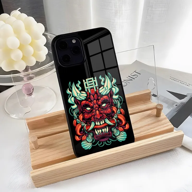 Japanese Oni Hannya Samurai Demon Mask Phone Case PC+TPU Case For IPhone 15 14 11 12 15 13 Pro Max 8 7 6 Plus X SE XR Hard Shell