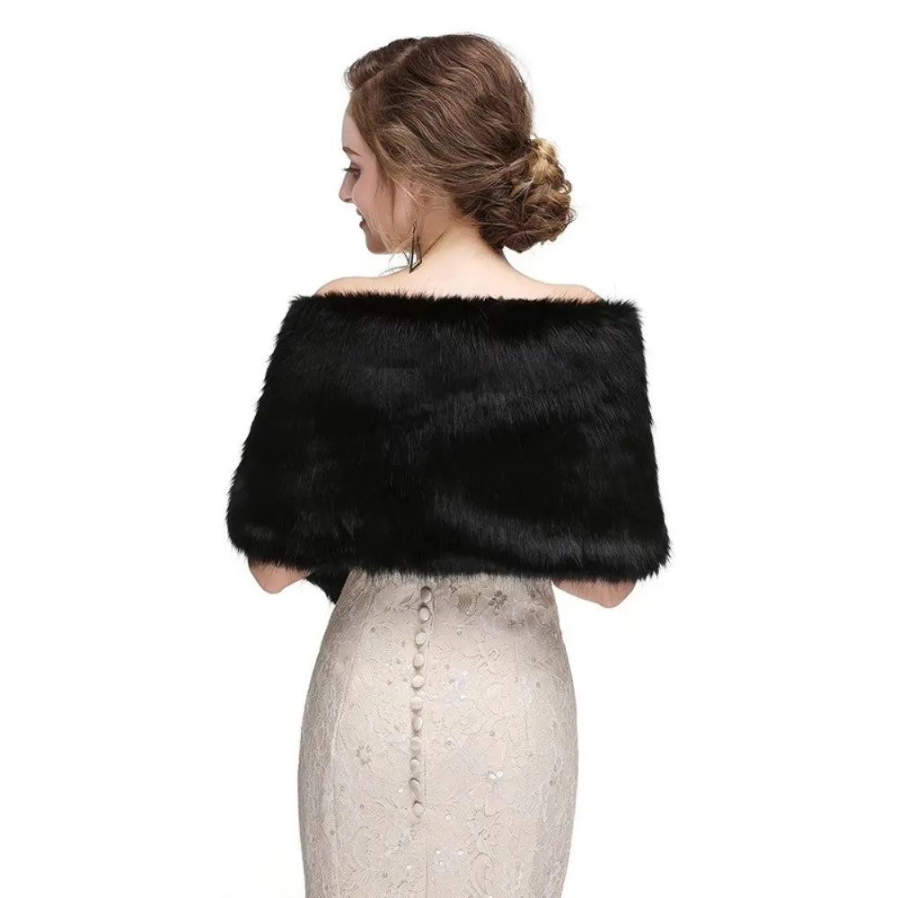 

Fashion Faux Fur Cross Scarf Soft Thicken Fluffy Shawl Wrap Windproof Winter Warm Long Ponchos Cape