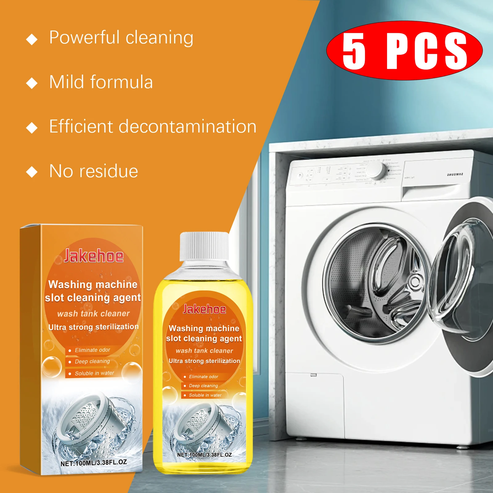 

5pcs Washing Machine Cleaner Powerful Household Washing Machine Slot Stain Cleaning Cleaner Odor Buildup Limescale Agents