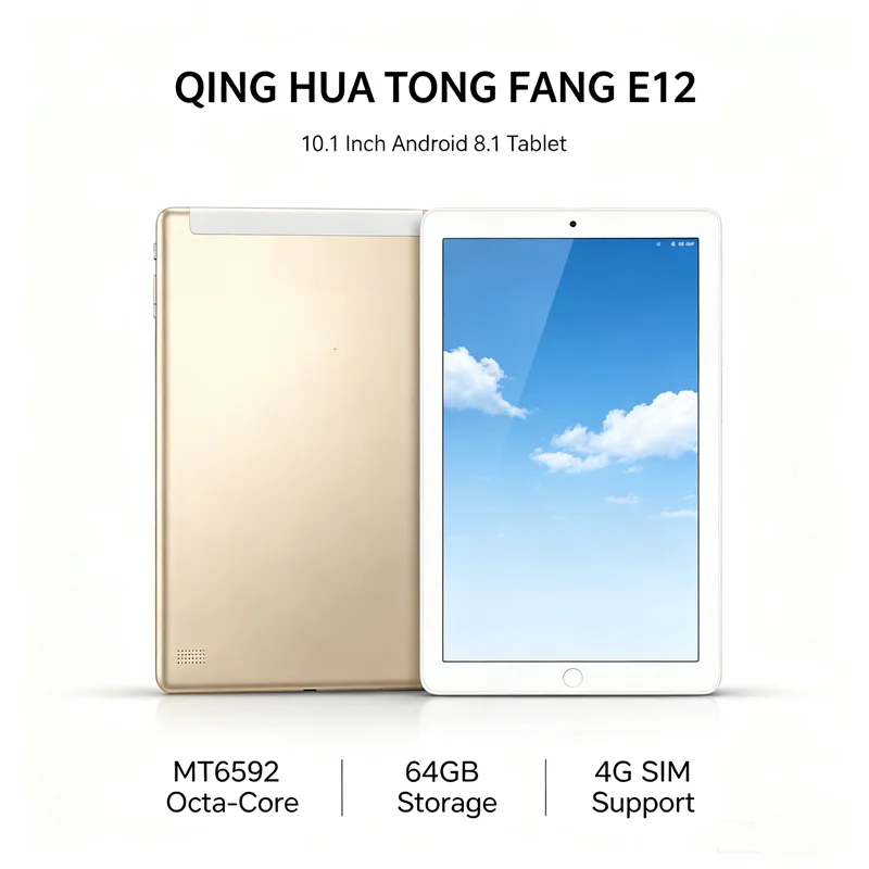 10.1 INCH E12 MT6592 CPU 4G SIM Card Support Phone Call 4GB RAM+64GB ROM Android 8.0 Tablet PC Octa Core 2560*1600 IPS Screen