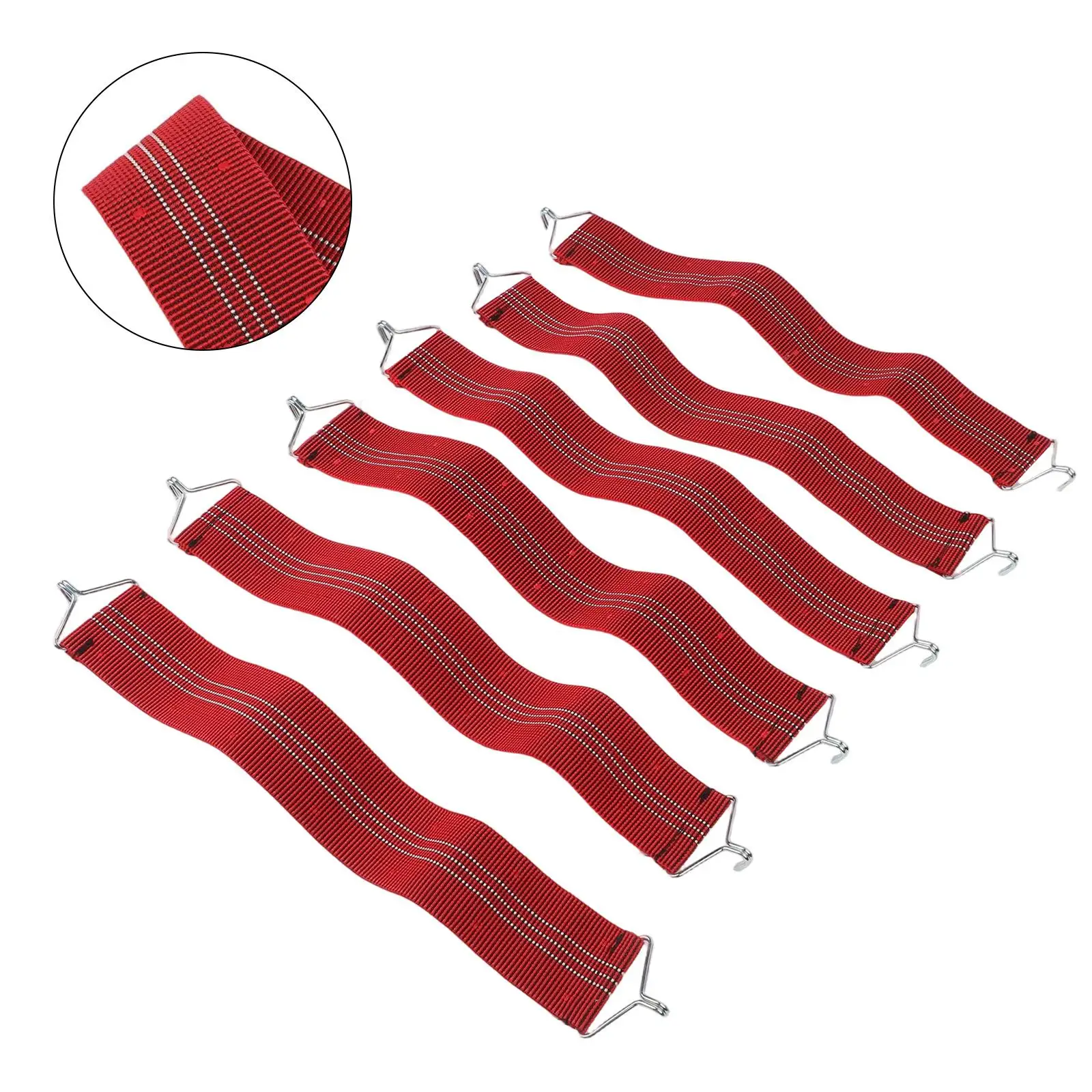 Set of 6 Stretchable Fabric Chair Belts with Metal Hooks Suitable for Lounge Chairs Recliners and Folding Chairs