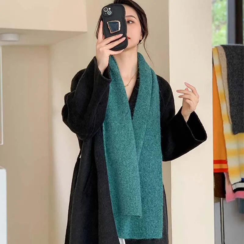 

New Fashion Classic Warm Women Scarf Autumn Winter Elegent Imitation Cashmere Knitted Thickened Scarfves Female Thermal Muffler