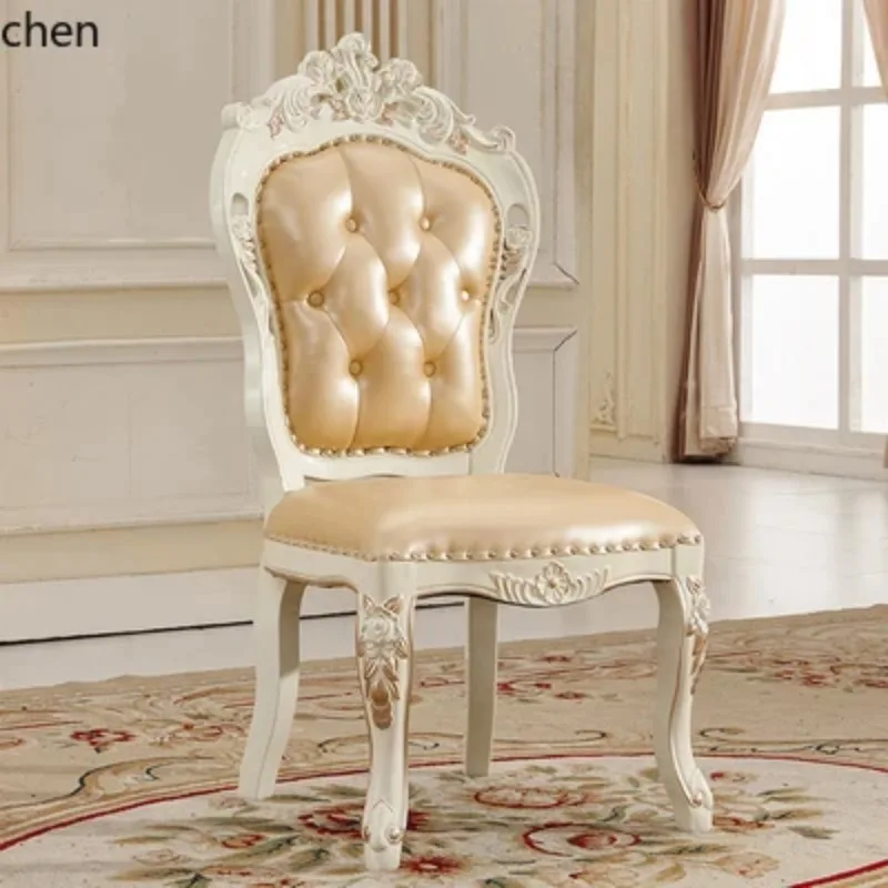 Dining Chair Leather Painted Dining Chair Modern Home Study  Backrest Armrest  Table and