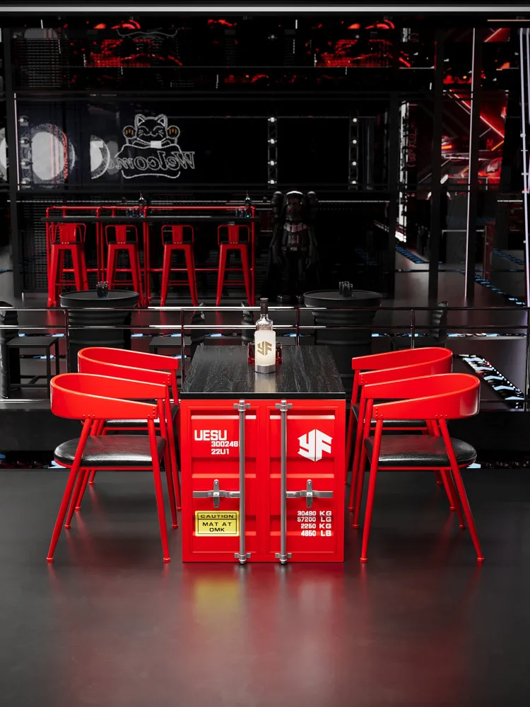 

YFY Industrial-style Booth Table and Chairs Bar Qing Bar Bistro Cafe Lounge Area Tables and Chairs celebrity catering