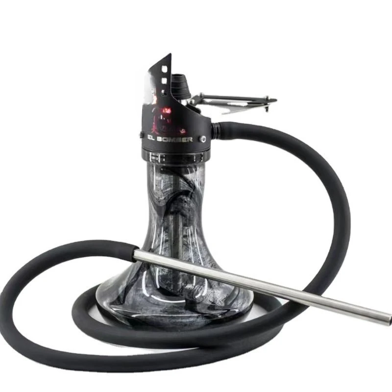 Portable Single Hose Hookah with Wings Design Stainless Steel Decorative Shisha for Bar Use with Carrying Case Set