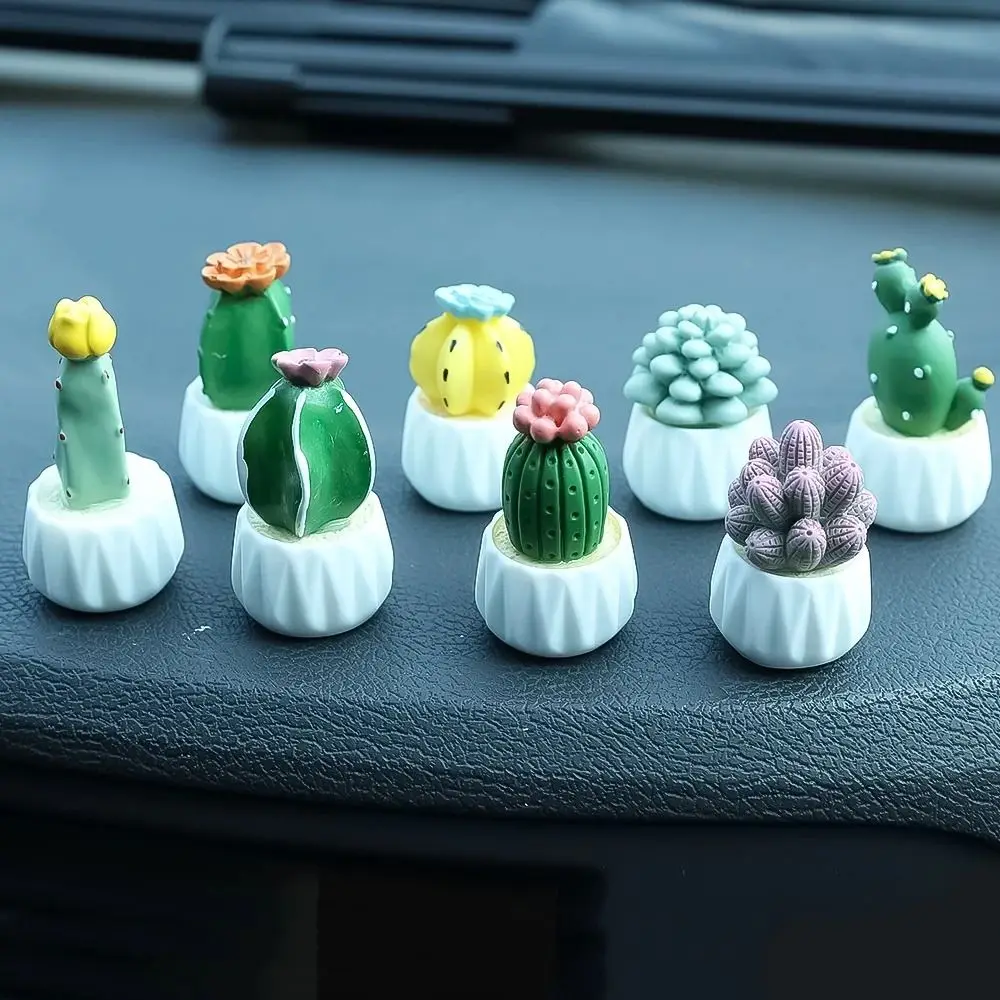

Gift Mini Cute Cactus Car Ornament Resin Cactus Bonsai Model Succulent Plant Pots DIY Dollhouse Miniature Succulent Potted