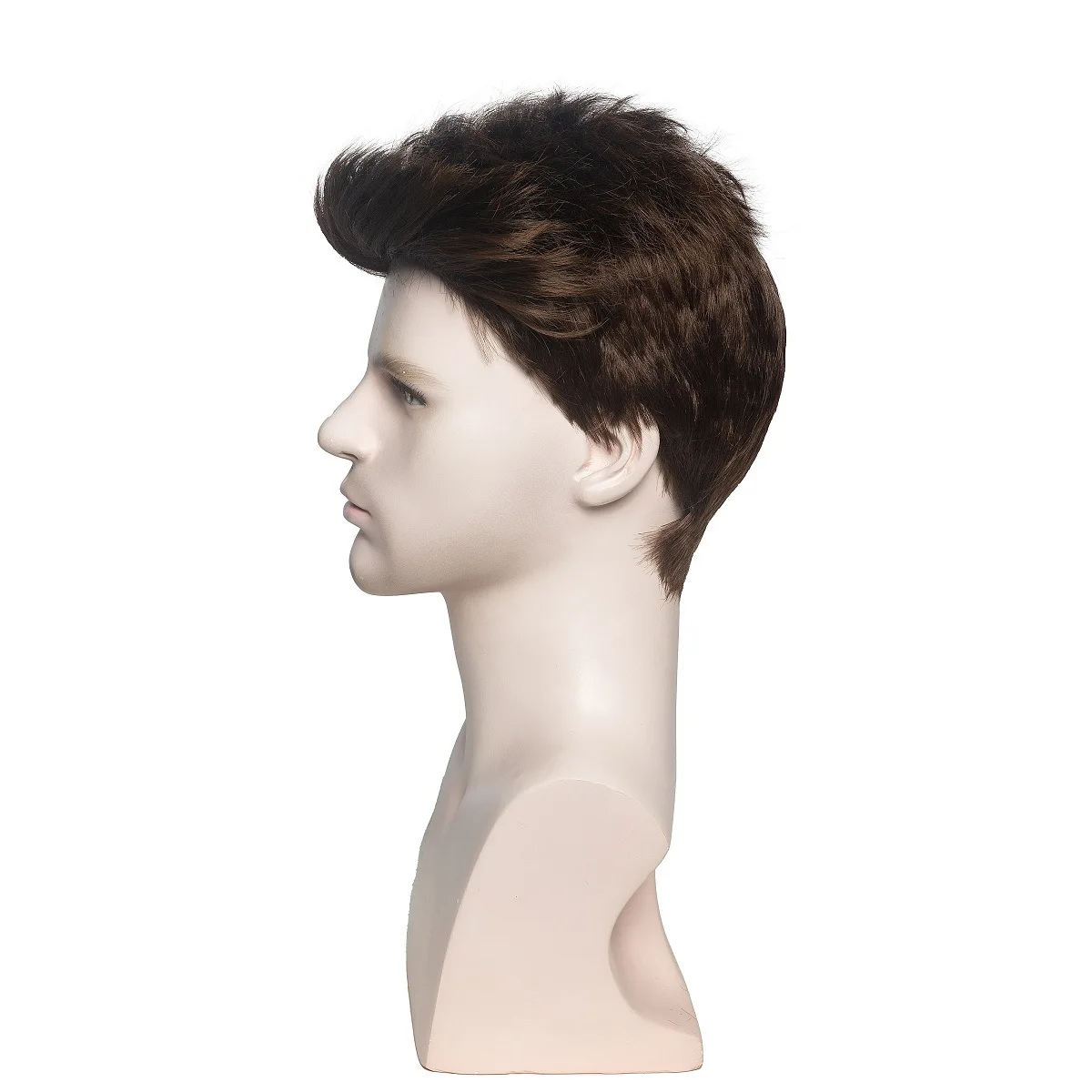 HANEROU Short Men Wig Pixie Cut Natural Straight Ombre Brown Wig Heat Resistant Fiber for Daily Cosplay Part