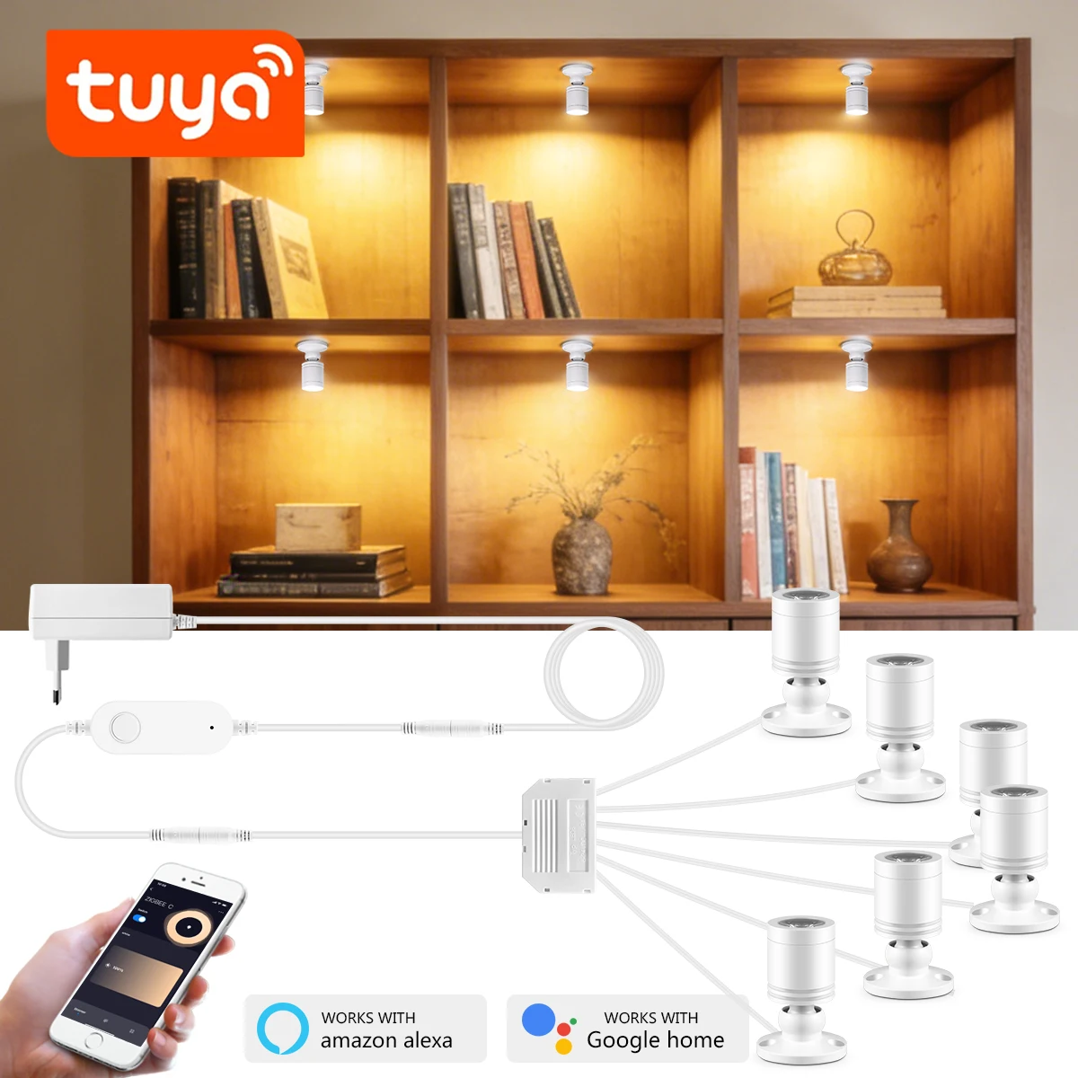 Smart Tuya WiFi LED Spotlight 3W Under Cabinet Lighting Aluminum Dimming Ceiling Lamp Support Alexa Google Voice Assistant 12V