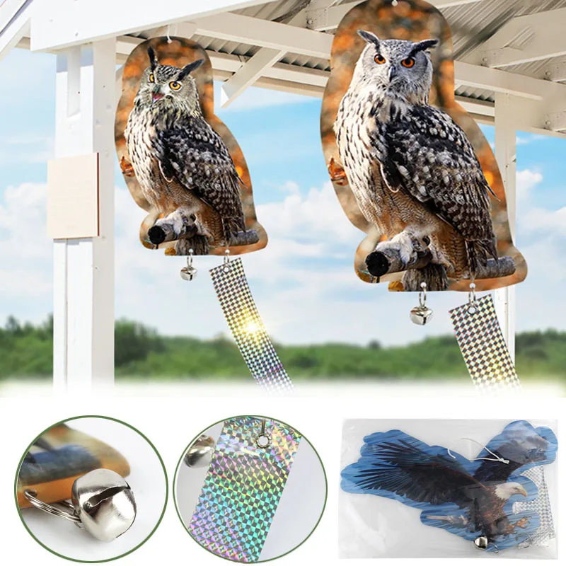 

3D Owl Bird Repeller Anti Pigeons Flashing Reflective Bird Repellent 80M/100M Waterproof Away Pigeons Scare Ribbon