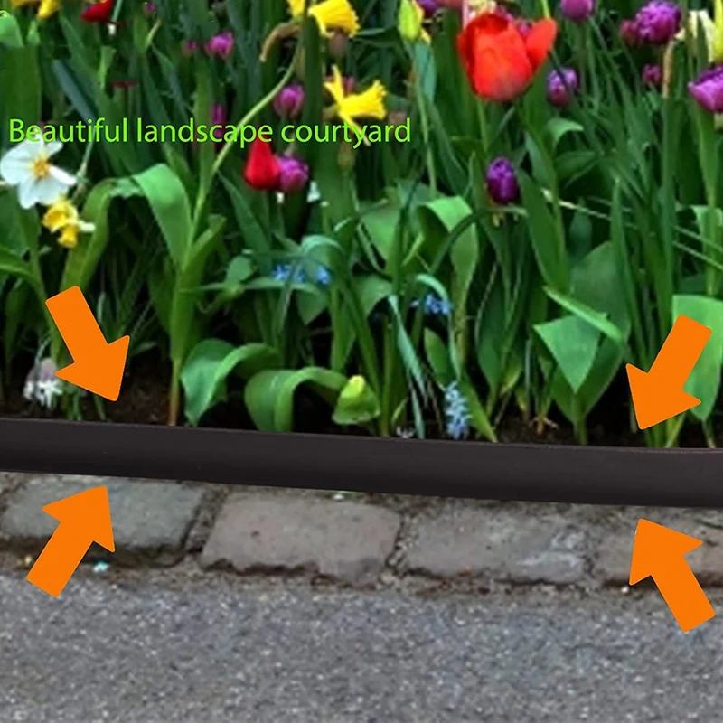 Bordi paesaggistici ABRE, bordo da giardino da 16,4 piedi con 15 paletti per bordi, bordo paesaggistico in gomma per bordi da giardino neri