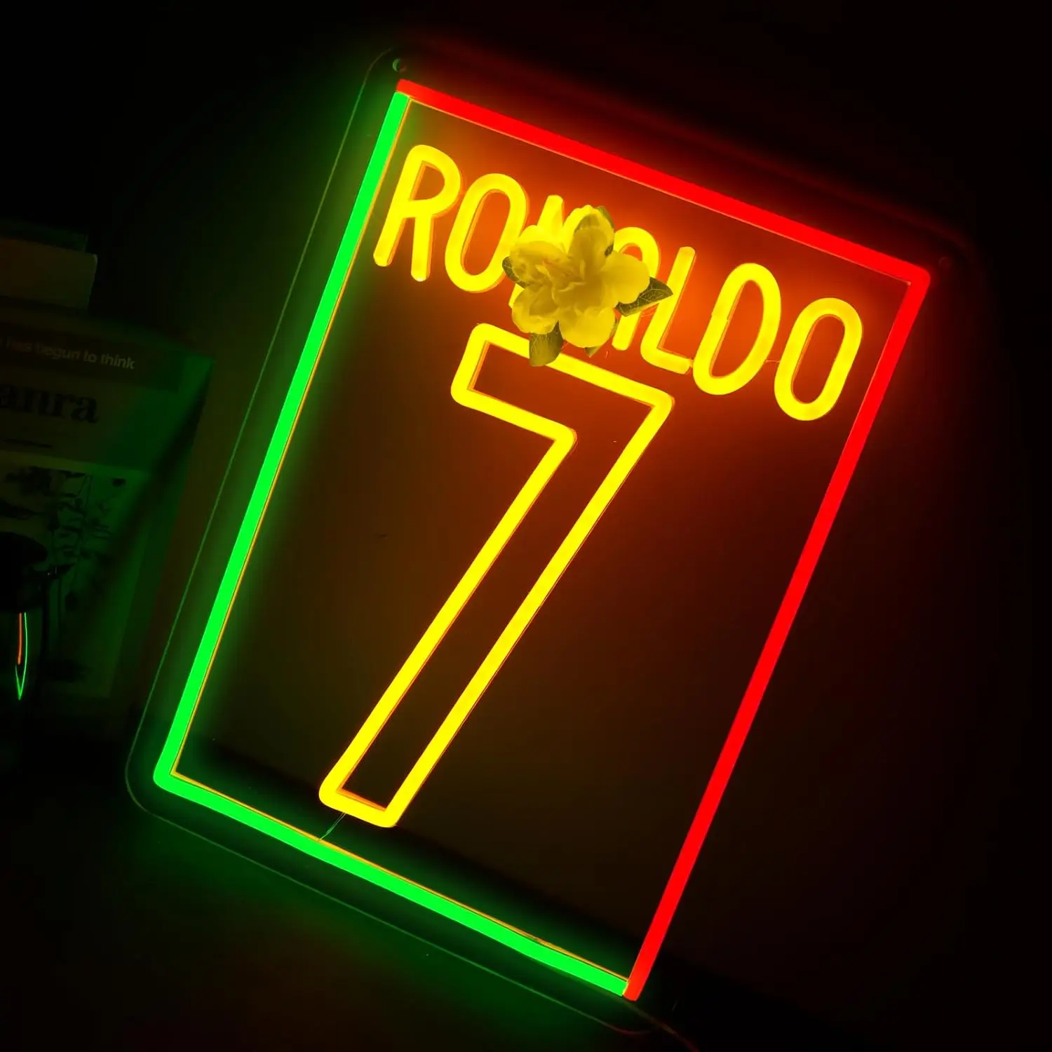 Balanar Number 7 Neon Sign USB Football LED Neon Light for Gaming Room Garage Bar Party Bedroom Decoration Gift Art Wall Light