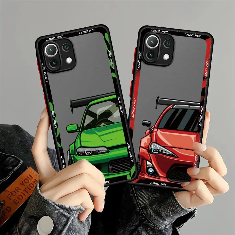 حافظة لهاتف Xiaomi Mi 11T Pro 11 Lite غطاء خلفي ياباني JDM Drift Car Red Sun