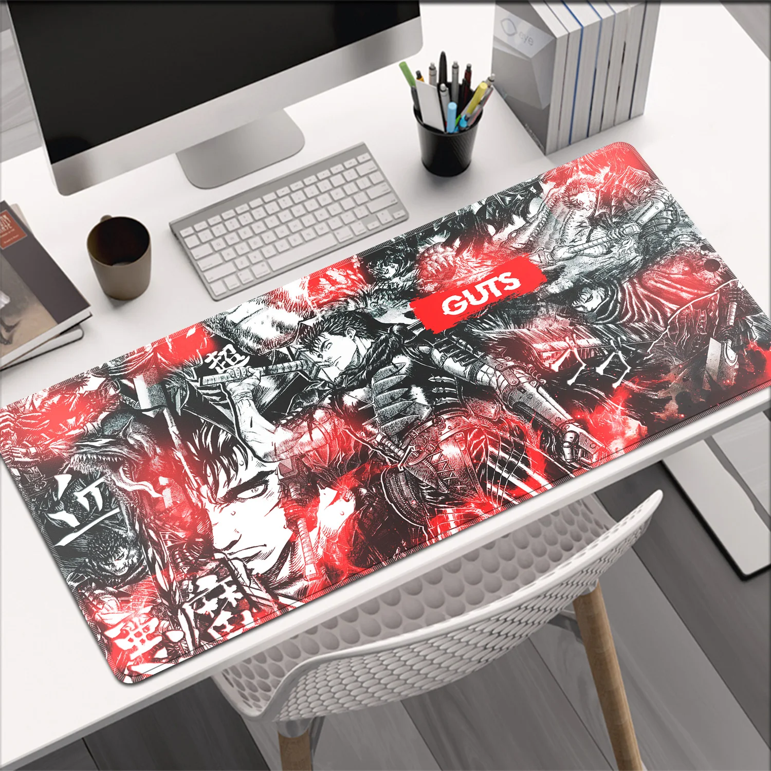 Large E-sports Game Mouse Pad Non-Slip Keyboard Pad B-Berserk Anime Mouse Mat Cool Carpet Gamer Computer Desk Mat Black Mousepad