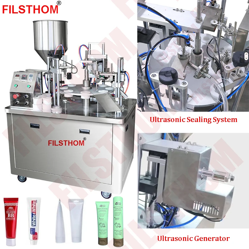 Plastic Pipe Aluminum Tube Filling Ultrasonic Heating Sealing Machine For Toothpa Ointmenste Cosmetic