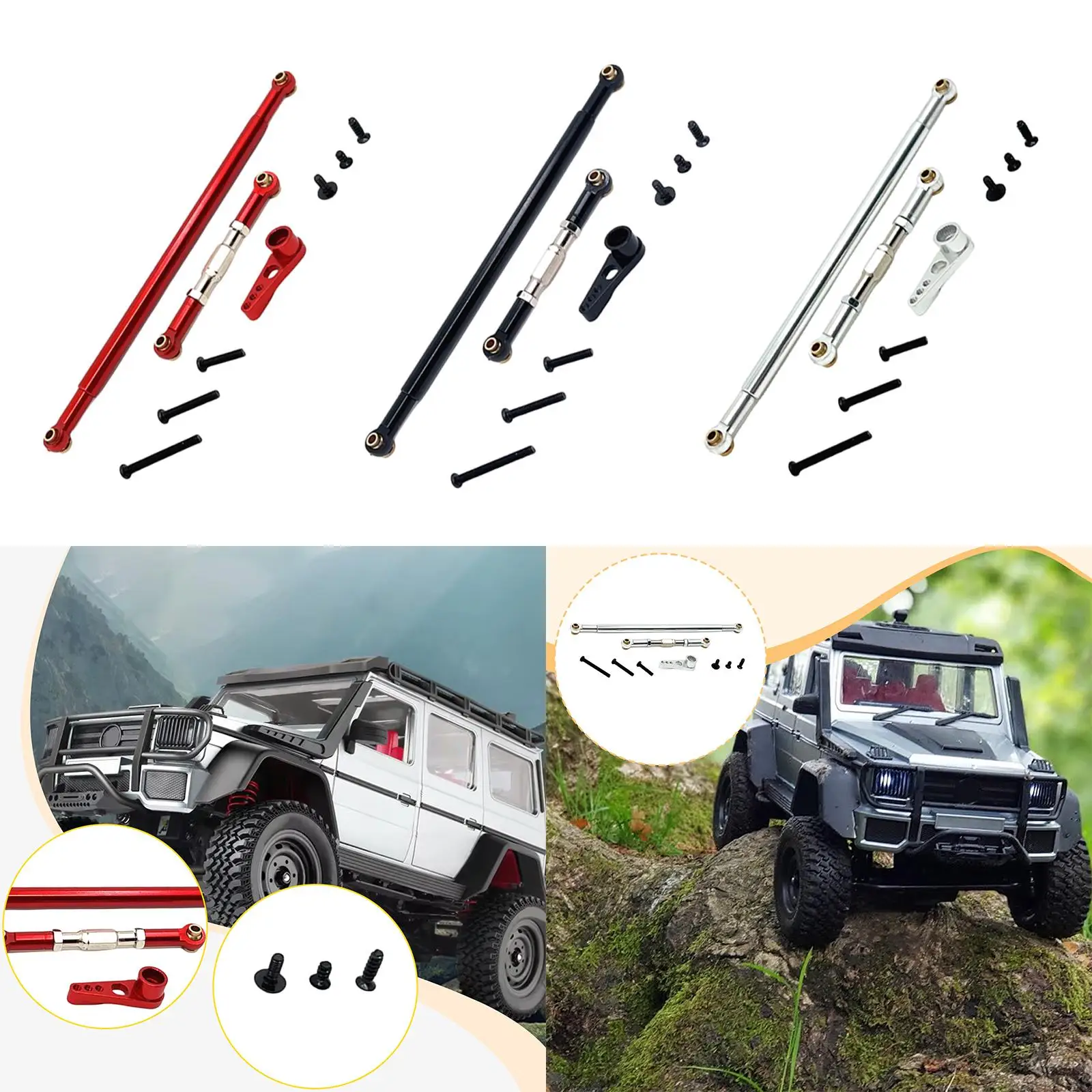 

RC Car Metal Steering Link Rod DIY Pull Rod and Servo Arm for MN86 G500 Car