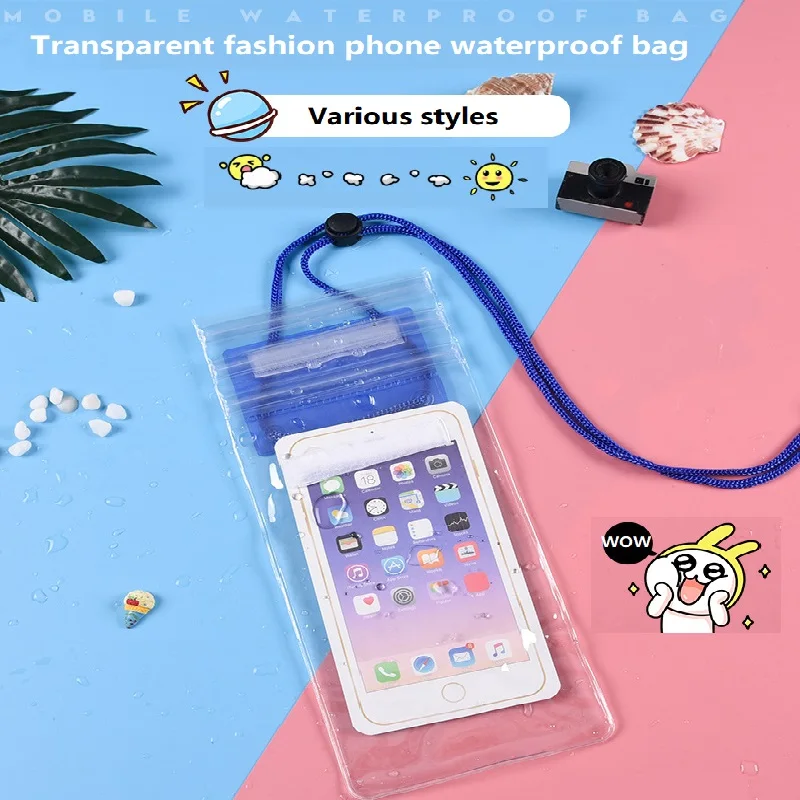 7.2 Inch Three Fold Transparent Mobile Phone Dry Bag Touch Screen Intelligent Waterproof Phone Pouch for Beach Swimming Drifting