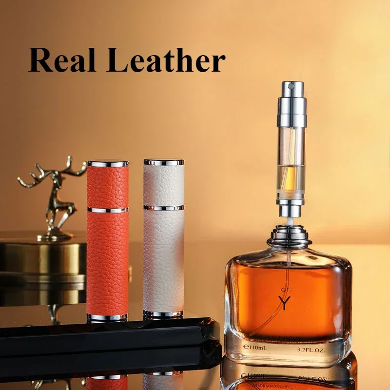 

5ml 8ml Real Leather Perfume Atomizer Portable Liquid Container for Cosmetics Travel Mini Spray Luxury Empty Refillable Bottle