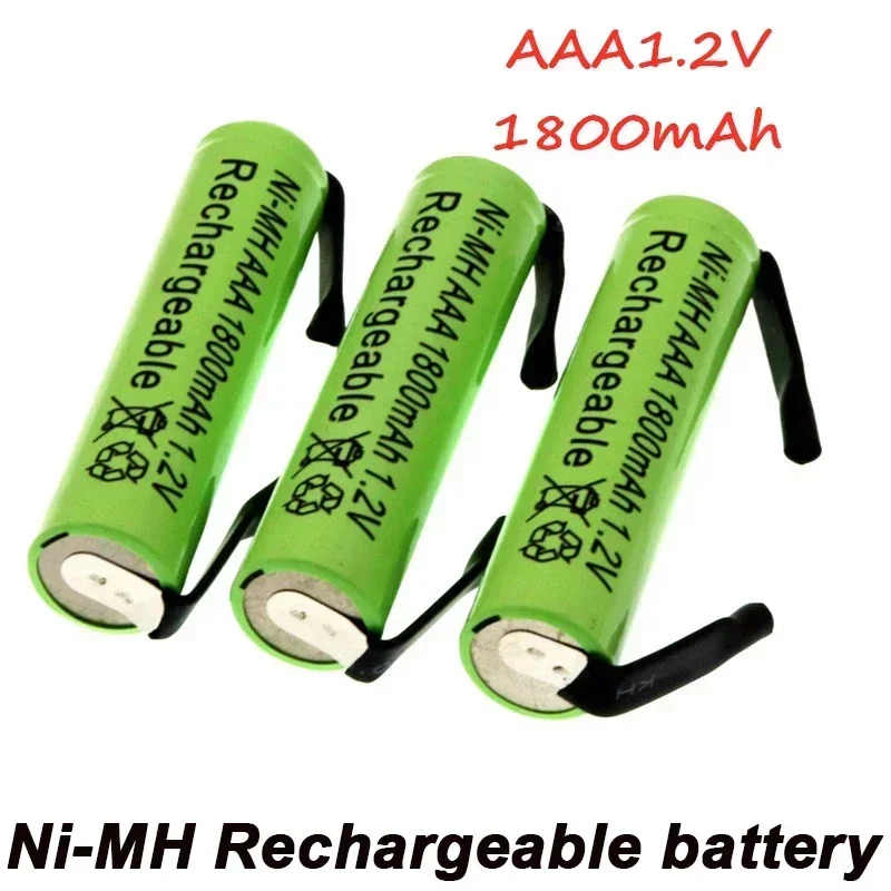 New 1.2V AAA rechargeable Ni-Mh battery, 1800mah, with solder pads, suitable for electric shavers, toothbrushes, Free shipping