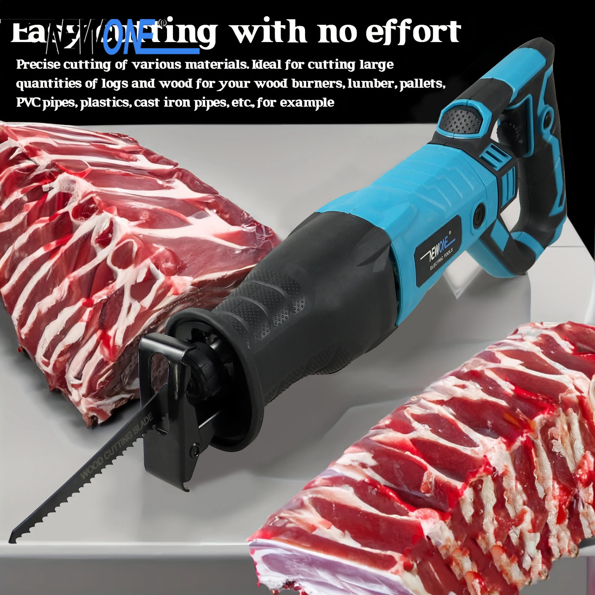 NEWONE 1050W Reciprocating Saw, 8.75Amp 3000 RPM 6 Speed Adjustment, No-load Speed1000-3000r/min, with Saw Blade, Variable Speed