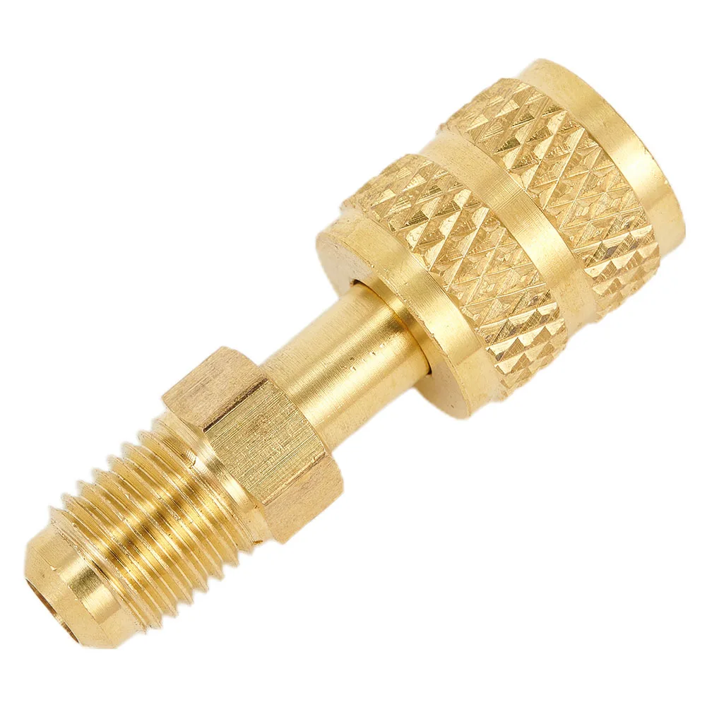 Quality Construction Car AC Cool R410a Adapter 516 SAE Female Quick Couplers To 14 SAE Male Flare Brass Material