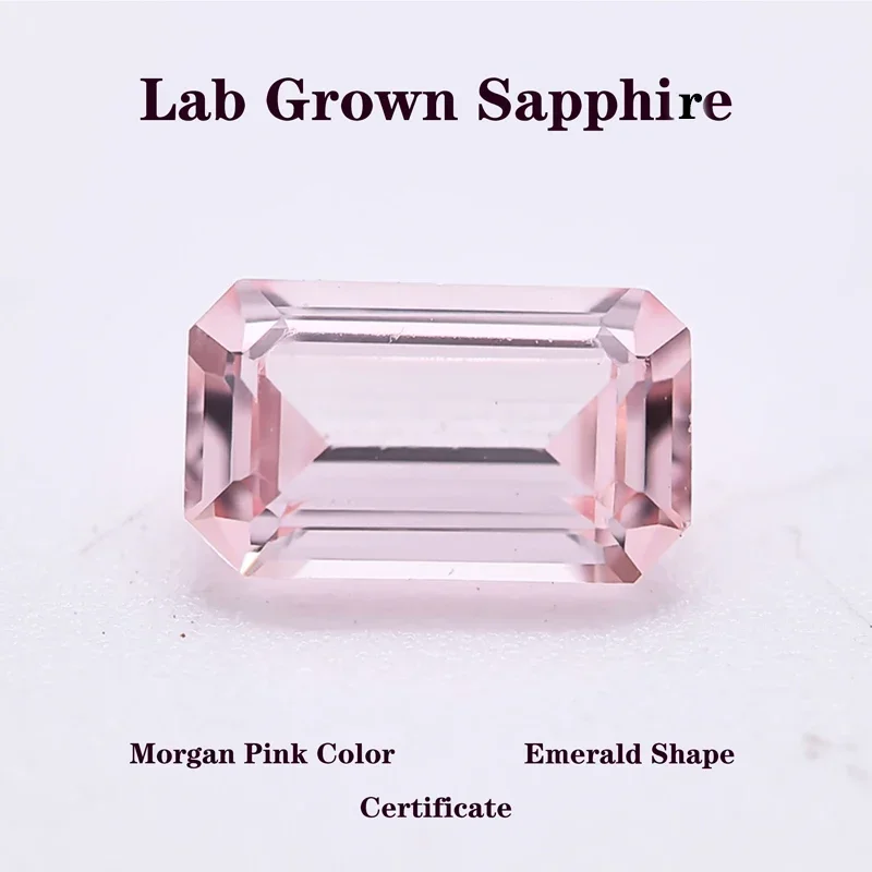 

Lab Grown Sapphire Emerald Shape Morgan Pink Color DIY Advanced Jewelry Making Materials Charms Gemstone with Certificate