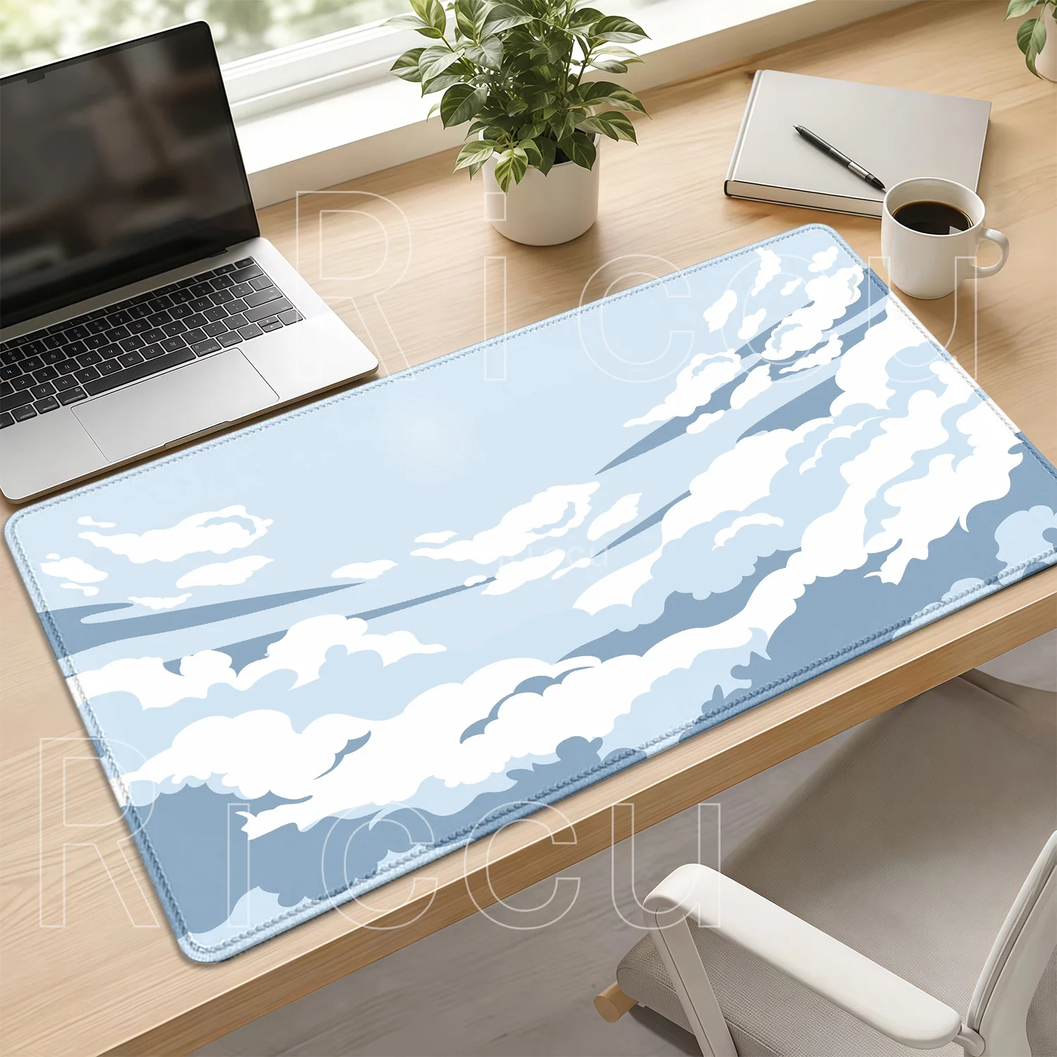 Light Blue Clouds Cartoon Desk Mat Kawaii HD Printing XXL Mouse Pad Cute Rubber Gaming Keyboard Carpet Offices Overlock Mousepad