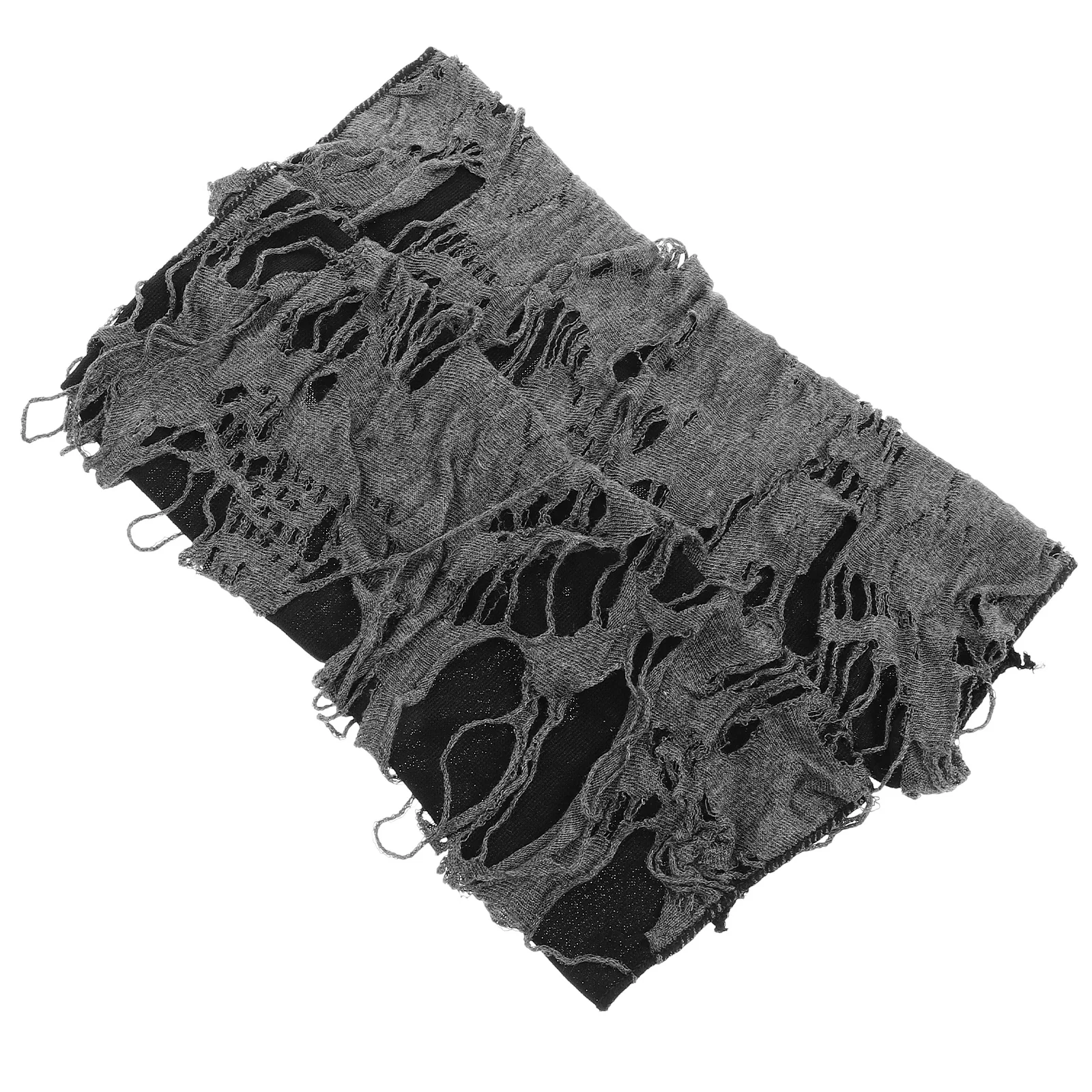 1 par de guantes Punk irregulares en negro y gris, poliéster, algodón, ajuste holgado, diseño de dedo con fugas para decoraciones para fiestas de disfraces de Halloween