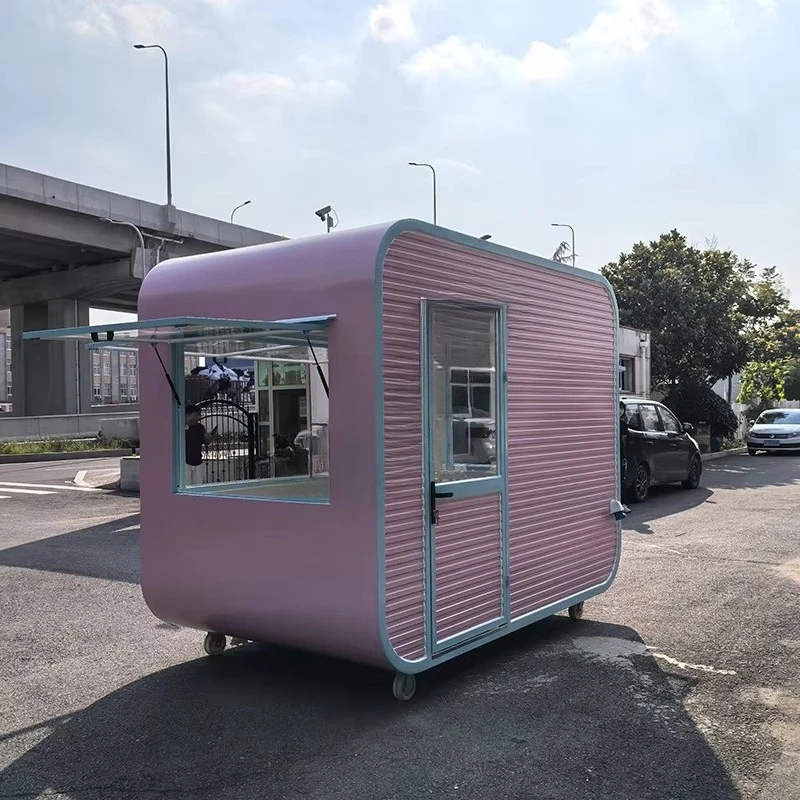 عربة آيس كريم جذابة ومتينة، شاحنة طعام مقطورة للوجبات السريعة مع معدات مطاعم المطبخ الكاملة