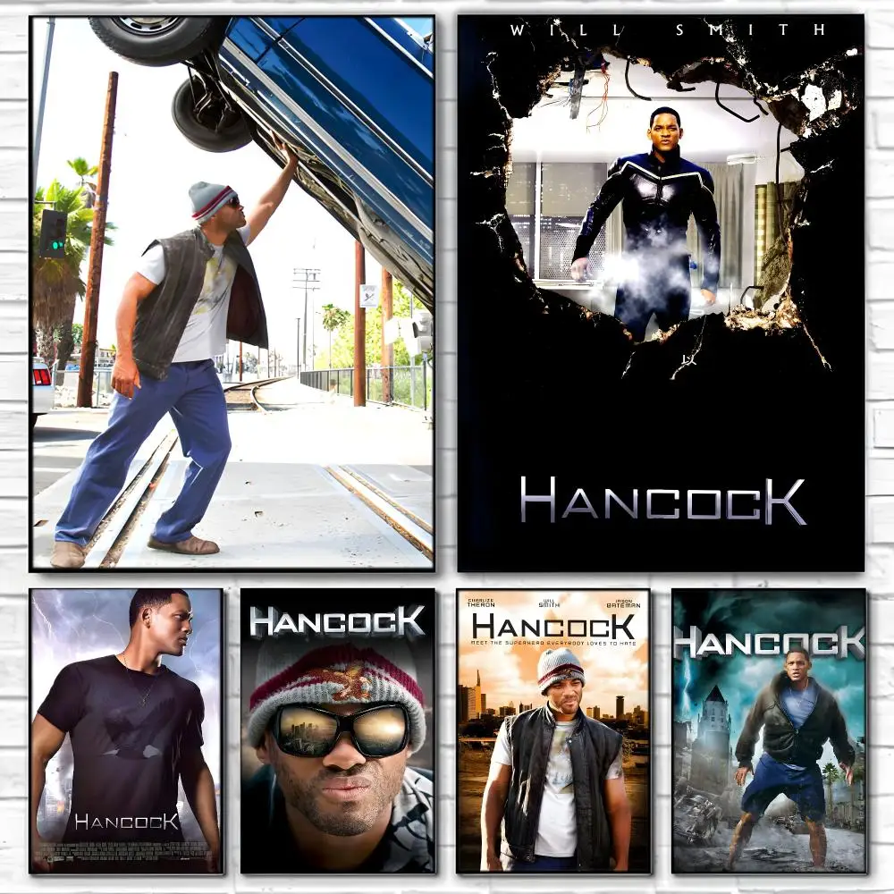 Urban Superpower Movie H-Hancock Poster  High-definition Art Sticker Self Adhesive Waterproof Home Decoration
