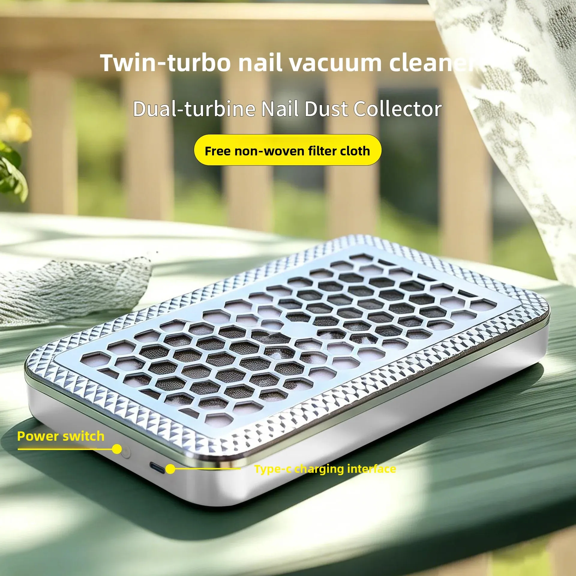 New Dual Motor Nail Dust Collector High Power Nail Polishing Dust Vacuum Cleaner for Beauty Salon Tools