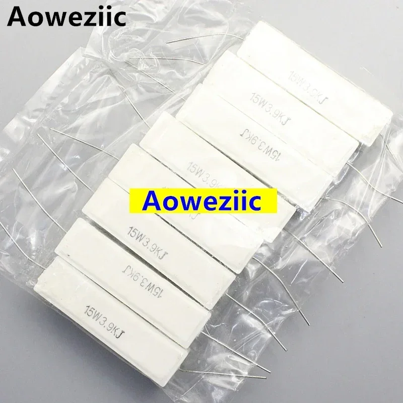 

10Pcs 15W3K9J 3.9KJ RX27 Horizontal cement resistor 15W 3.9K ohm 15W3.9K 3900R Ceramic Resistance precision 5% Power resistance