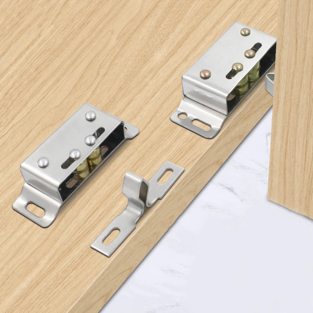 Pestillo magnético de acero inoxidable para puerta de autocaravana, herrajes de captura de doble rodillo, plateado