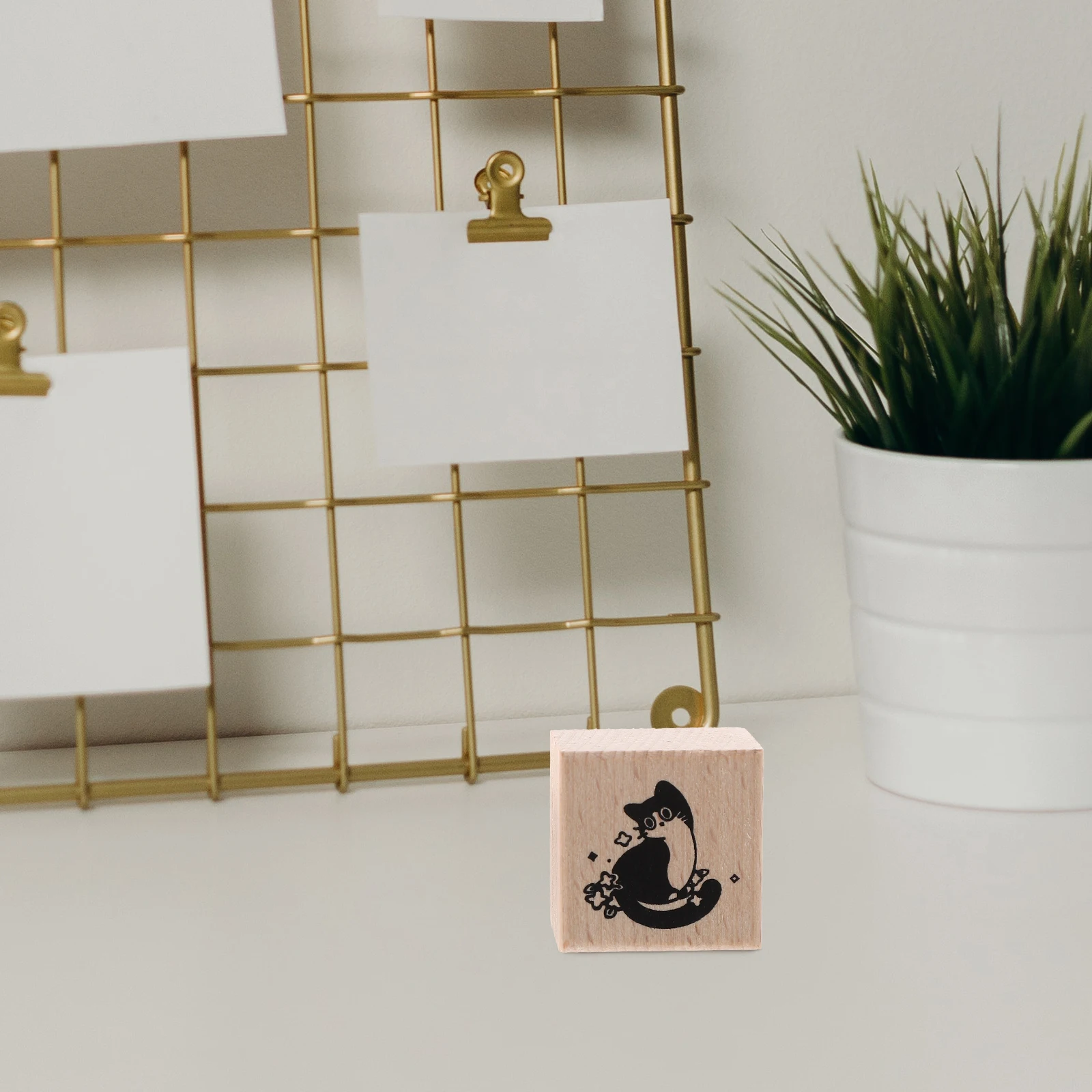 

2pcs Wooden Stamps Retro Cats Garden Lightweight Portable DIY Crafts Journal Rubber Stamping Stationery Storage