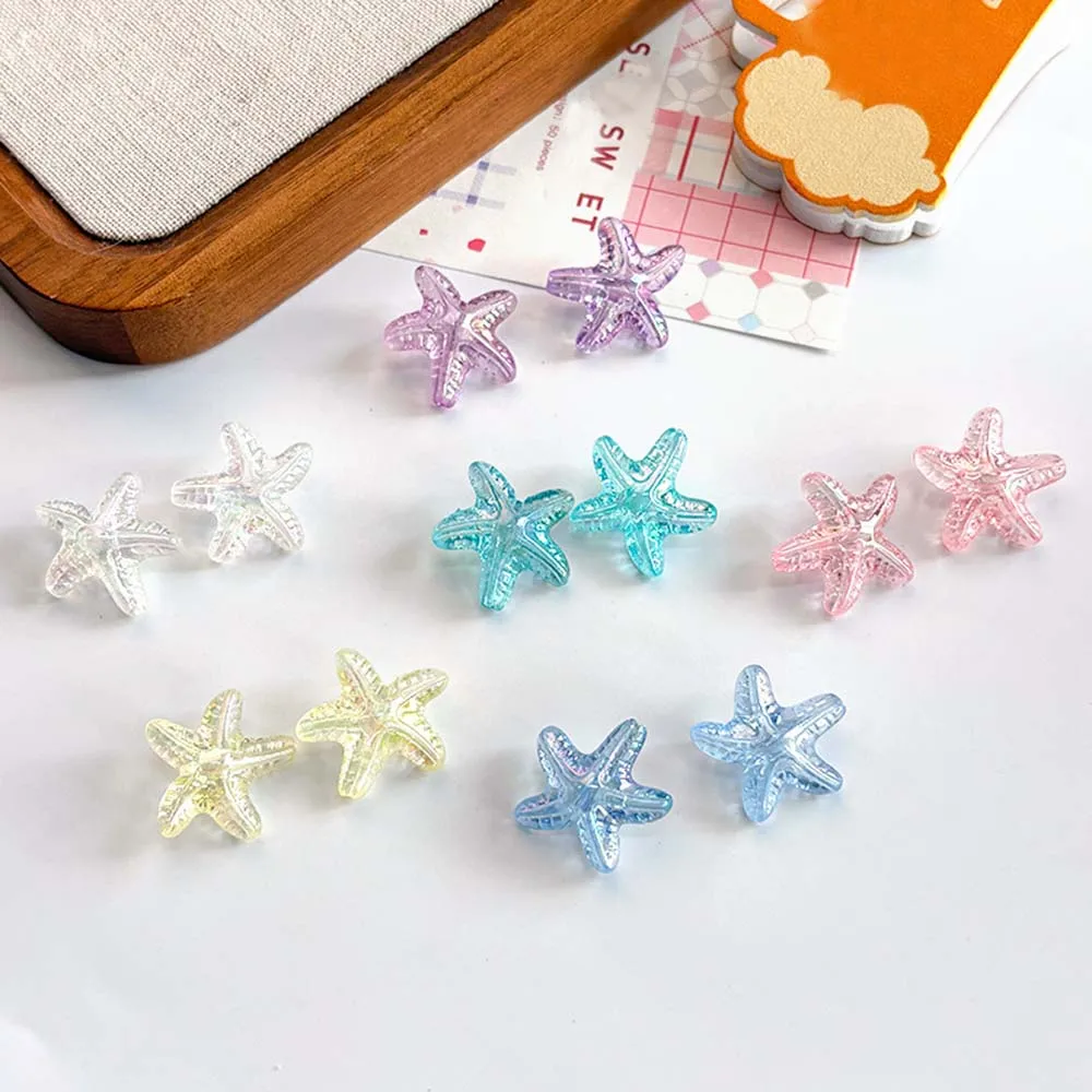 10/20Pcs Resin Gradient Color Crystal Glass Beads Starfish Shape Charm for Making Jewelry Keychain Clothing DIY Accessories