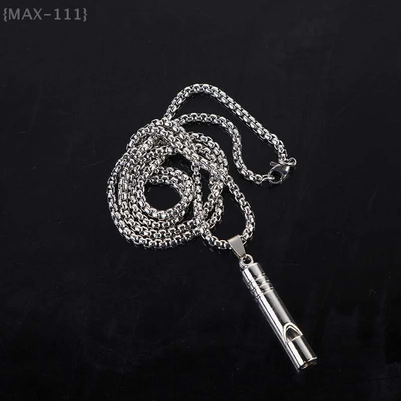 Whistle Necklace Pendant Emergency Survival Whistle Outdoor Hiking Camping Necklaces Stainless Steel Punk Whistle