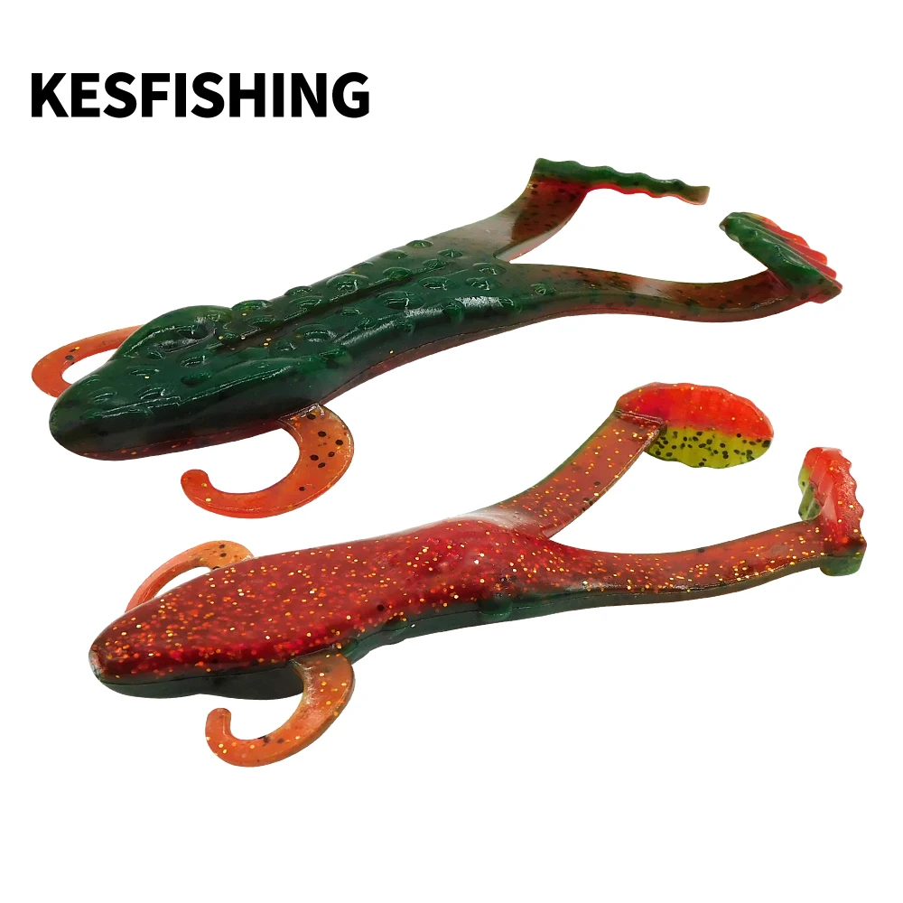 

KESFISHING Bog Frog Lure 3.2" Top Water Double Colors Float Silicone Artifial Fishing Baits Pesca Leurre souple