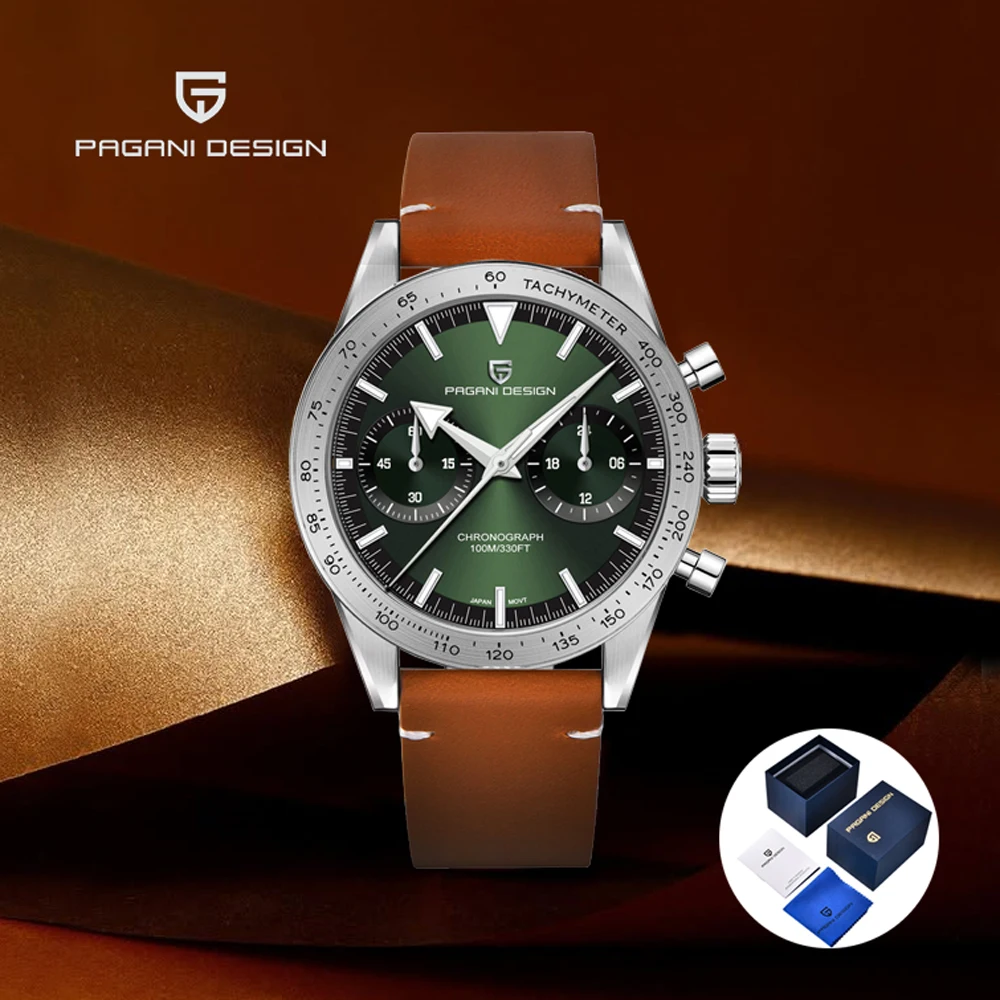 PAGANI DESIGN Herrenuhren Top Luxus Quarz Armbanduhr VK64 Speed Sports Chronograph Uhr für Mann AR Saphirspiegel Geschenkbox