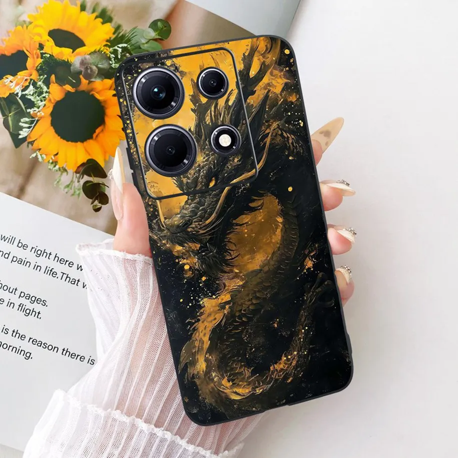 حافظة لهاتف انفينيكس نوت 30 برو X678B الفاخرة التنين الكرتون لينة سيليكون غطاء أسود لهاتف انفينيكس نوت 30 VIP 30i نوت 30 كابا