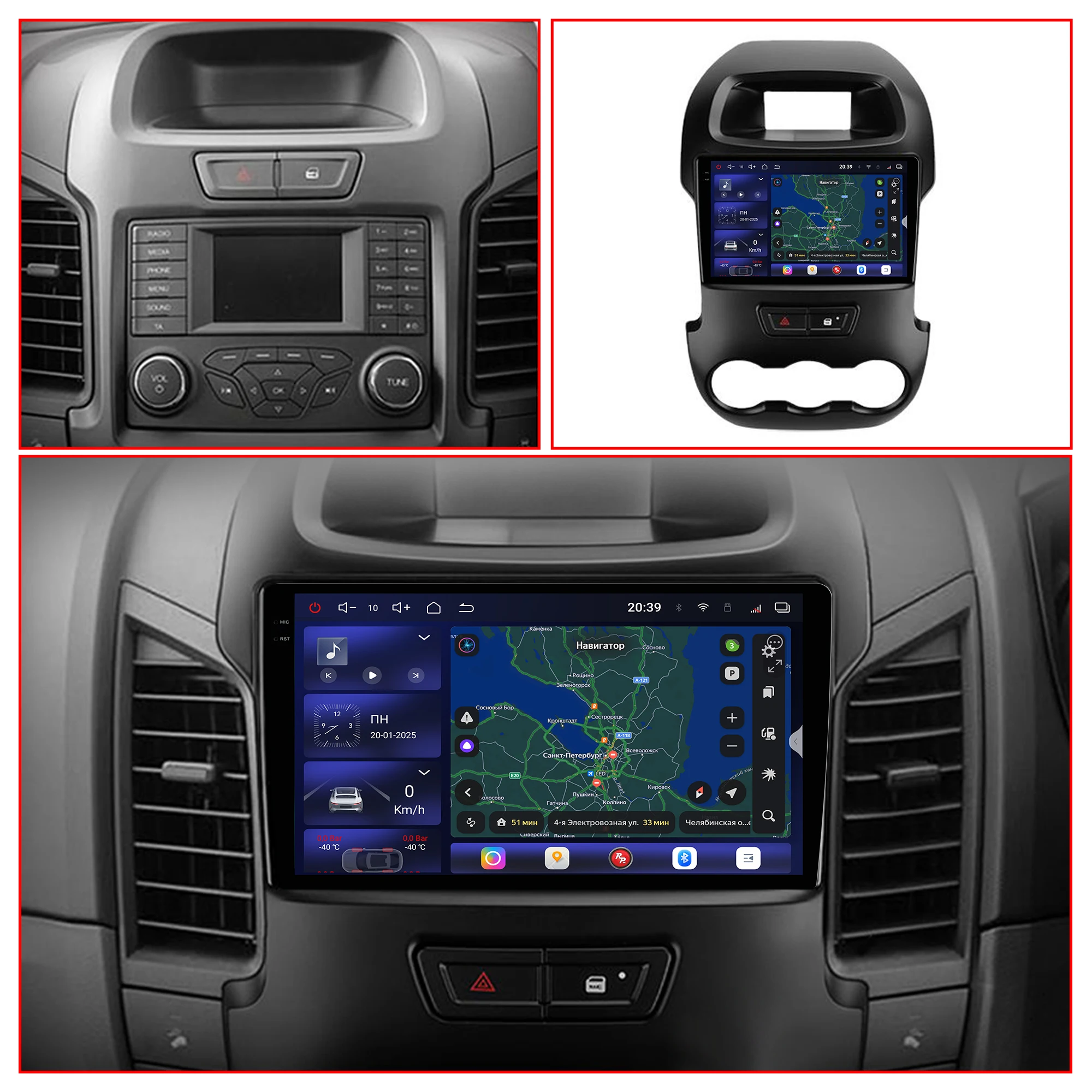 Redpower Crystal Sound 850 Pro Max Android Car Radio Player Screen for Ford Ranger 2011 - 2016 RHD CarPlay Bluetooth Hi-Fi