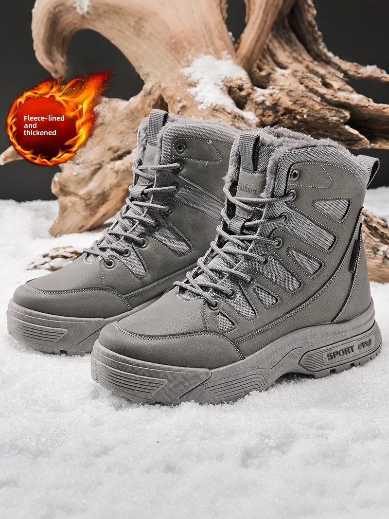 Men's Winter  Boots Warm Fleece Lined Outdoor Snow Boots Anti-slip Waterproof Workwear Cold Resistant High Top Cotton S...