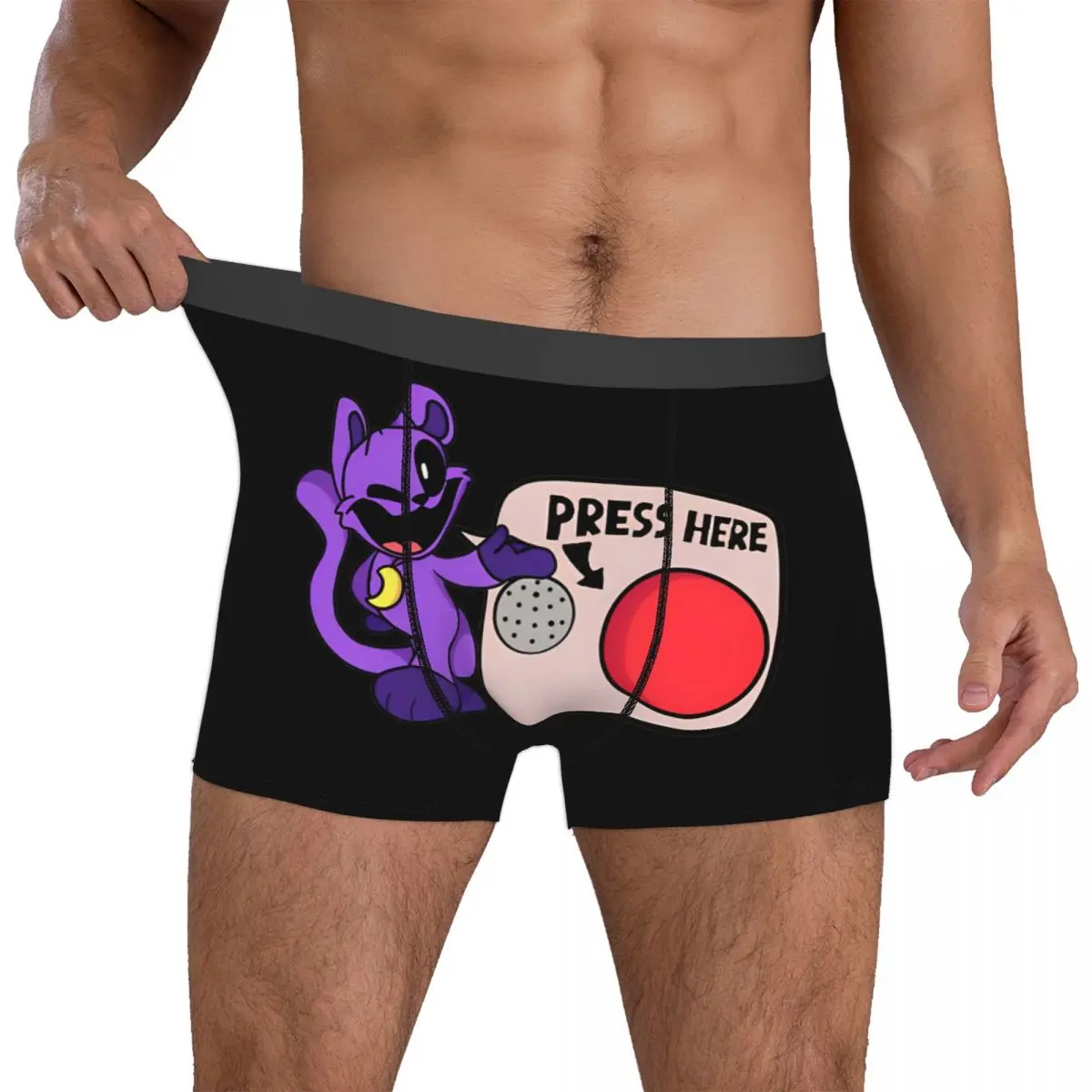 Men's CatNap Smiling Critters Boxer Briefs Shorts Panties Soft Underwear Press Here Button Male Sexy S-XXL Underpants