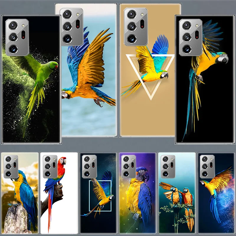 Parrot Bird Phone Case For Samsung A05S A15 A25 A35 A55 Galaxy Note 20 Ultra 10 9 8 J8 J6 J4 S8 Plus F52 F62 F12 Cover Soft Cove